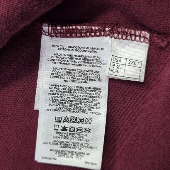 Brooks Brothers Pullover Mens 2XLT Red Navy Quarter Zip Long Sleeve Cotton Shirt - Picture 10 of 10